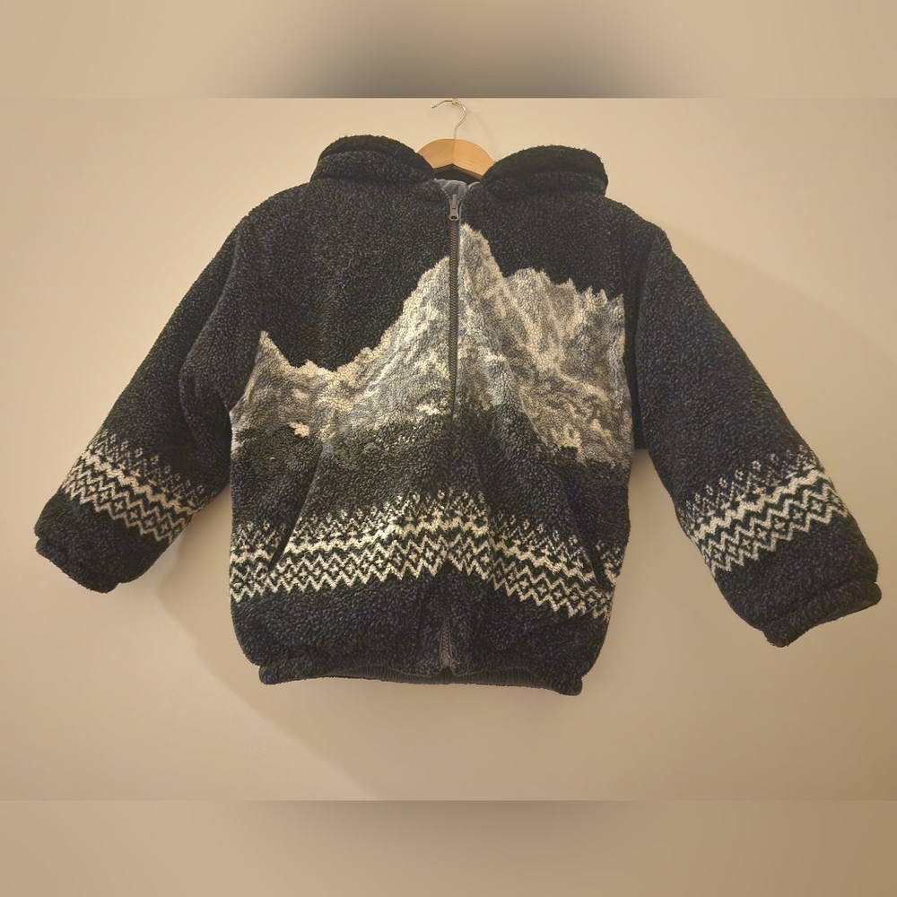 Kids Rothschild Mountain Scenic Nordic Blanket Inspired Fleece Jacket M - Picture 2 of 10